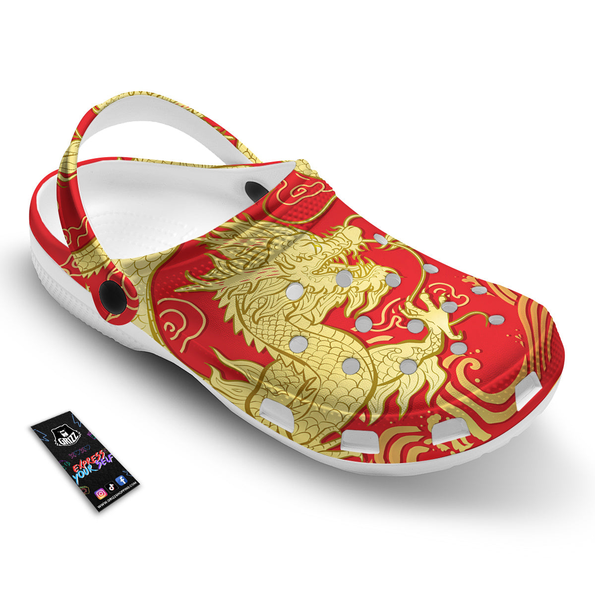 Zodiac Sign Chinese Dragon Print Clog-grizzshop