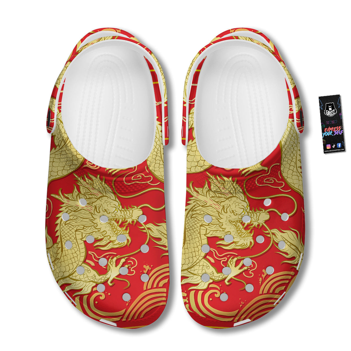 Zodiac Sign Chinese Dragon Print Clog-grizzshop