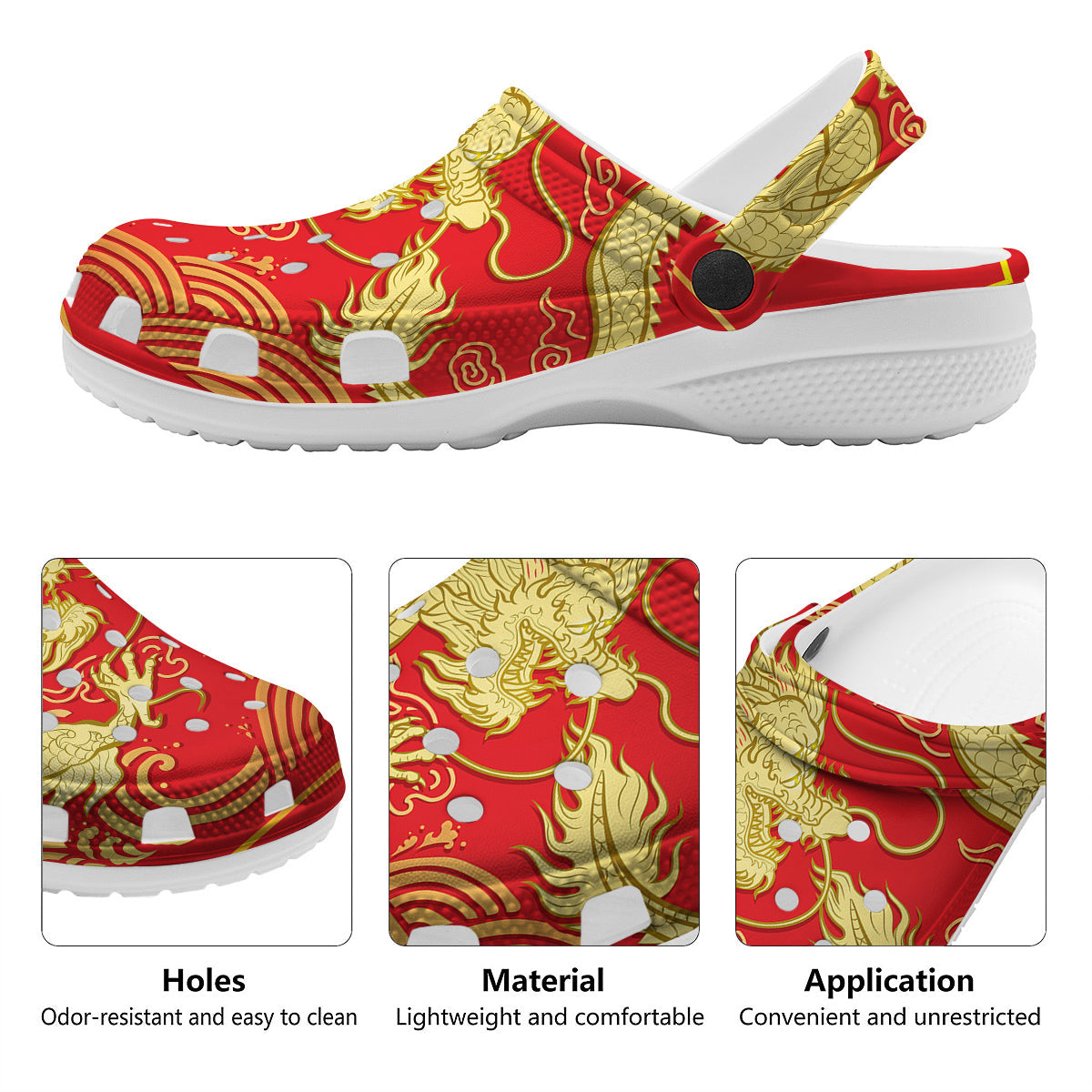 Zodiac Sign Chinese Dragon Print Clog-grizzshop