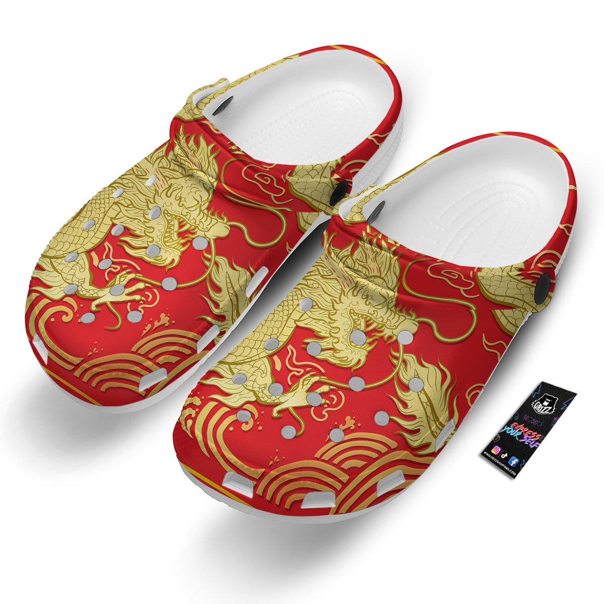 Zodiac Sign Chinese Dragon Print Clog-grizzshop