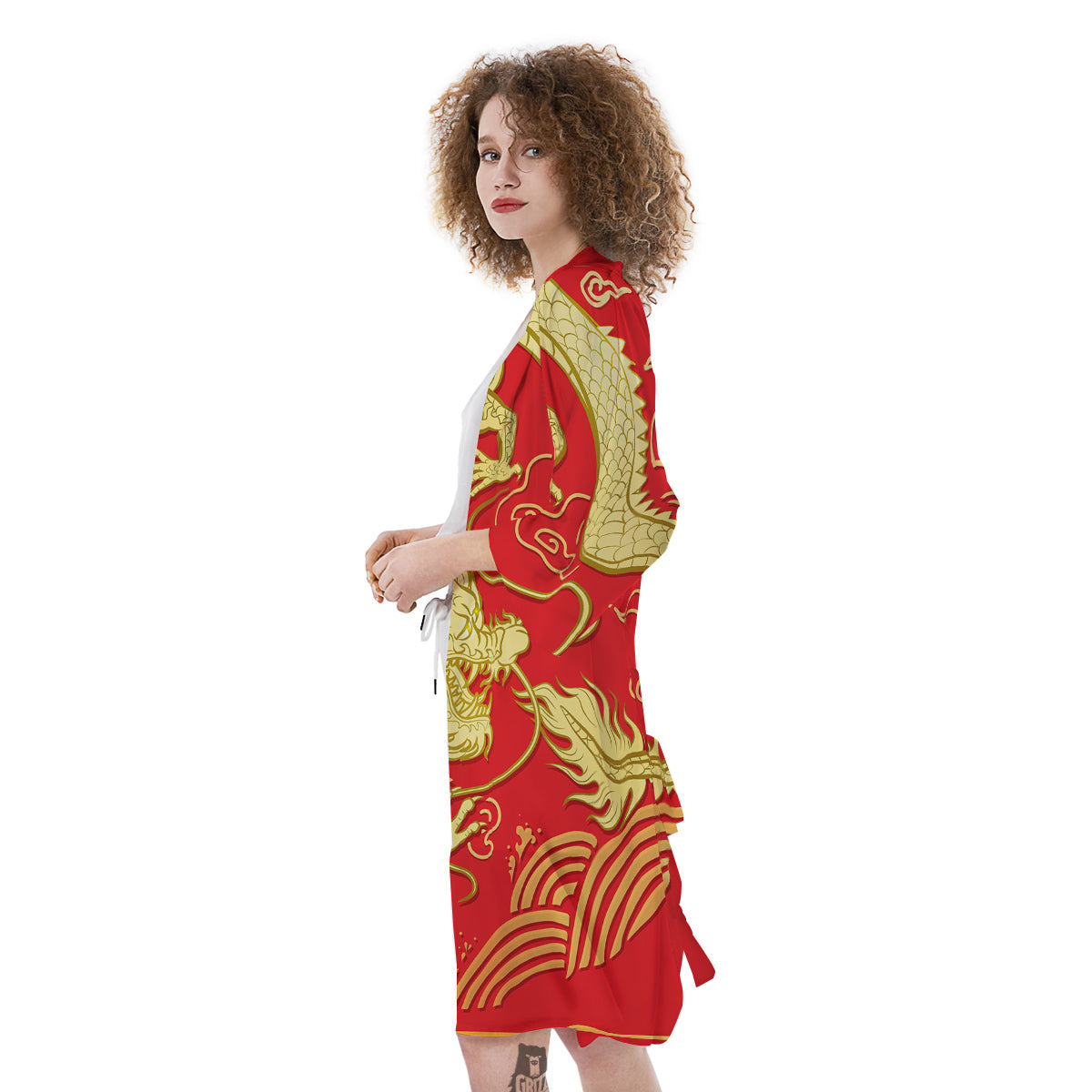 Zodiac Sign Chinese Dragon Print Kimono-grizzshop