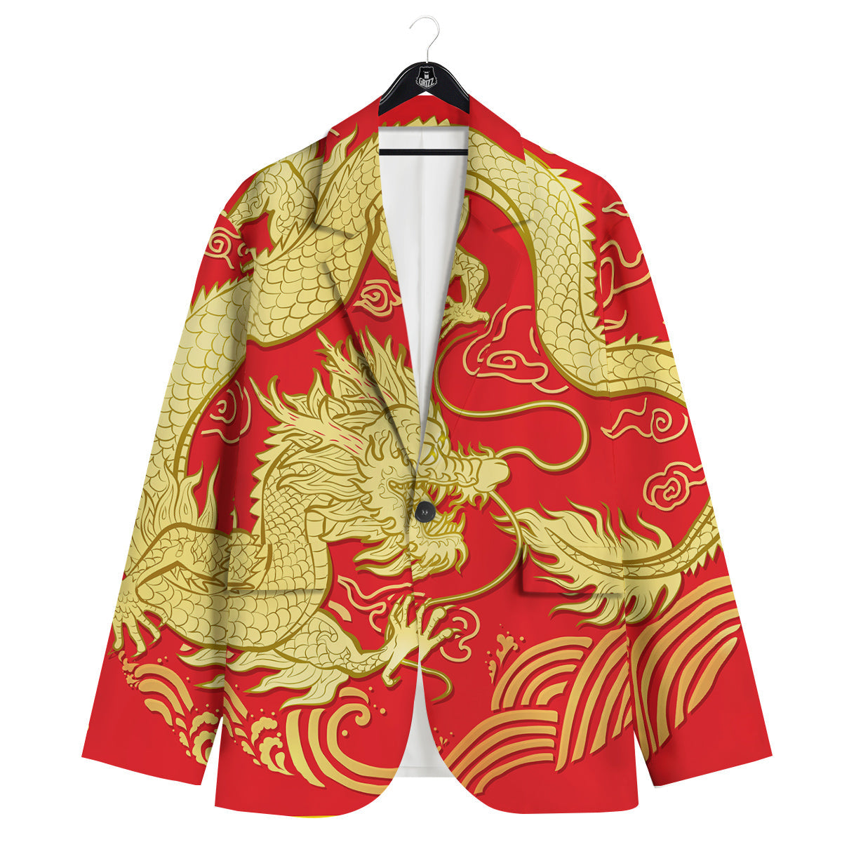 Zodiac Sign Chinese Dragon Print Men's Sport Coat-grizzshop