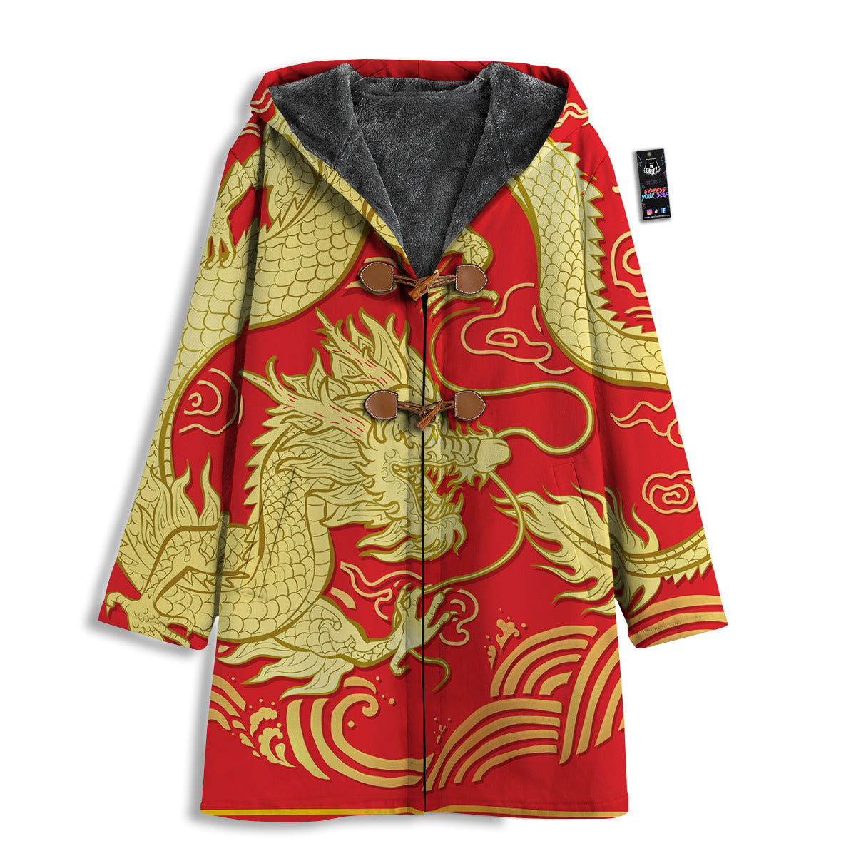 Zodiac Sign Chinese Dragon Print Men's Windbreaker Jacket