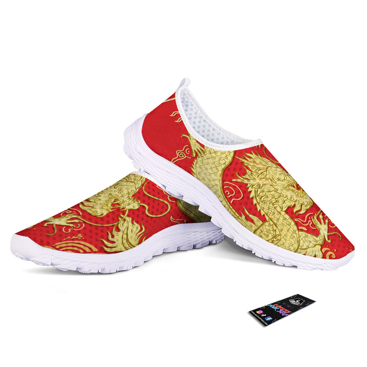 Zodiac Sign Chinese Dragon Print Nurse Shoes-grizzshop