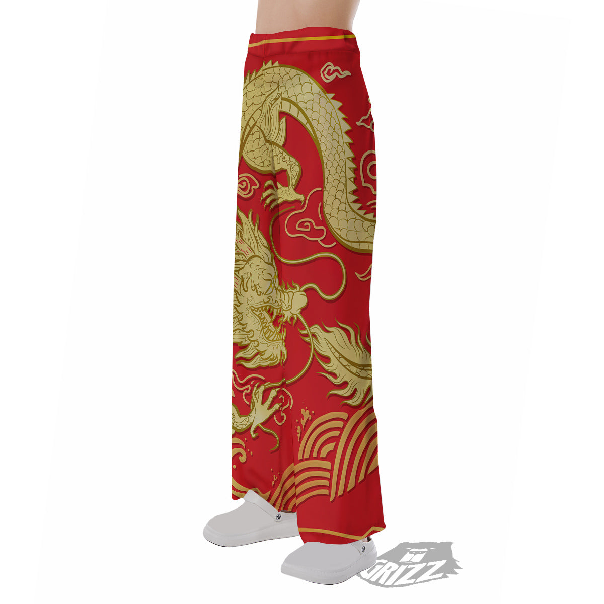 Zodiac Sign Chinese Dragon Print Pajama Pants-grizzshop