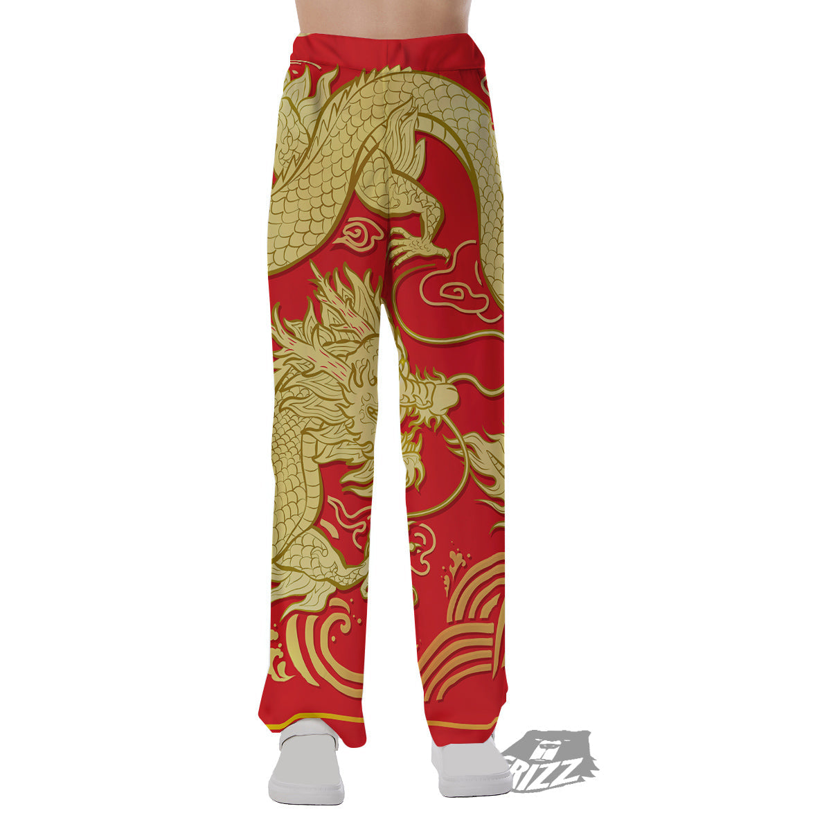 Zodiac Sign Chinese Dragon Print Pajama Pants-grizzshop