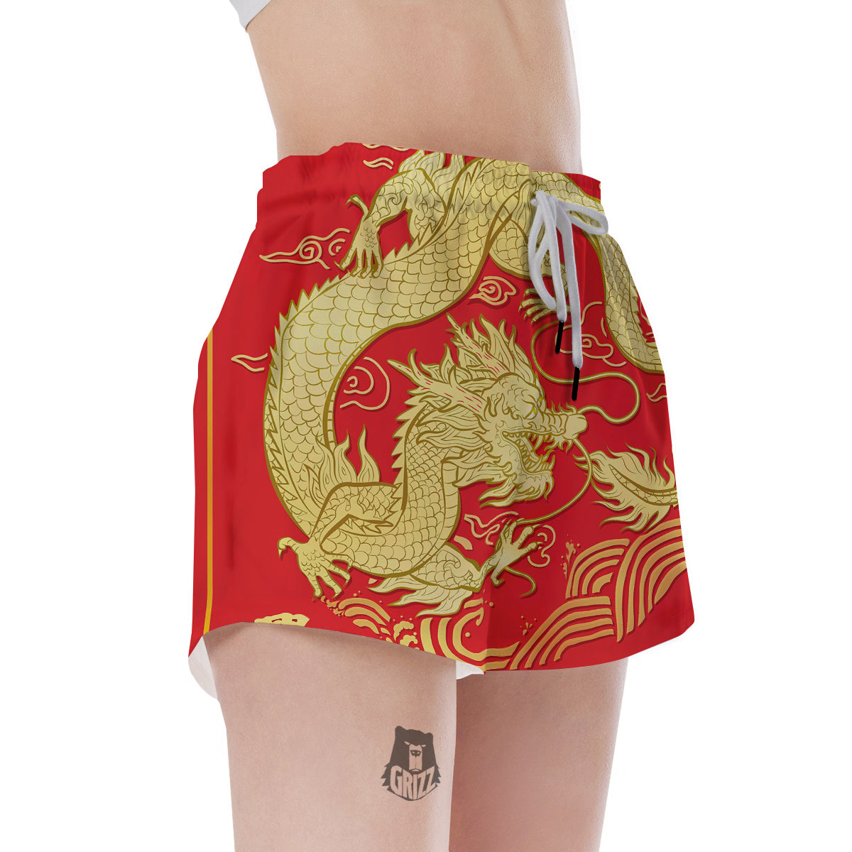 Zodiac Sign Chinese Dragon Print Women's Shorts-grizzshop