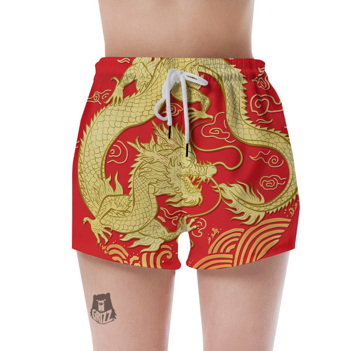Zodiac Sign Chinese Dragon Print Women's Shorts-grizzshop