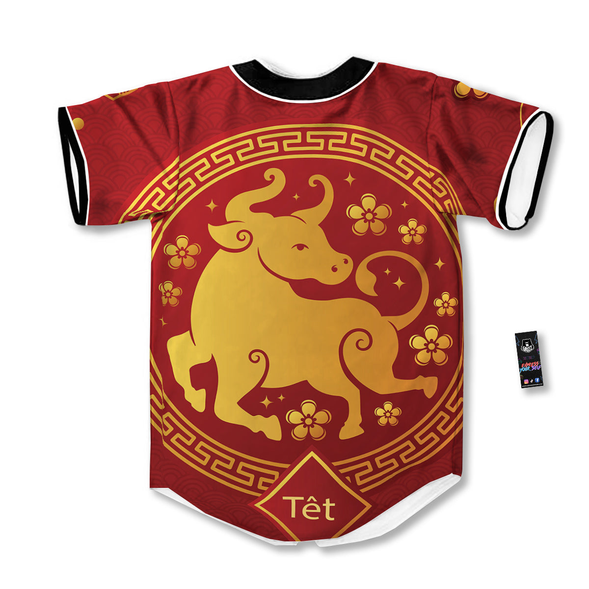 Zodiac Sign Chinese Ox Print Baseball Jersey-grizzshop