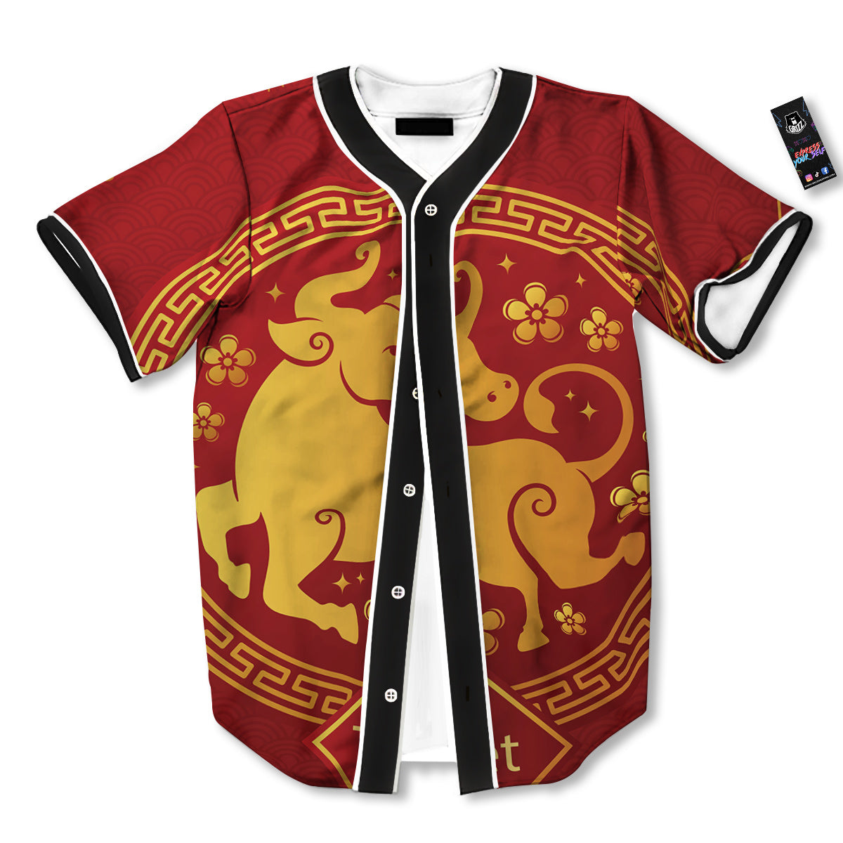 Zodiac Sign Chinese Ox Print Baseball Jersey-grizzshop
