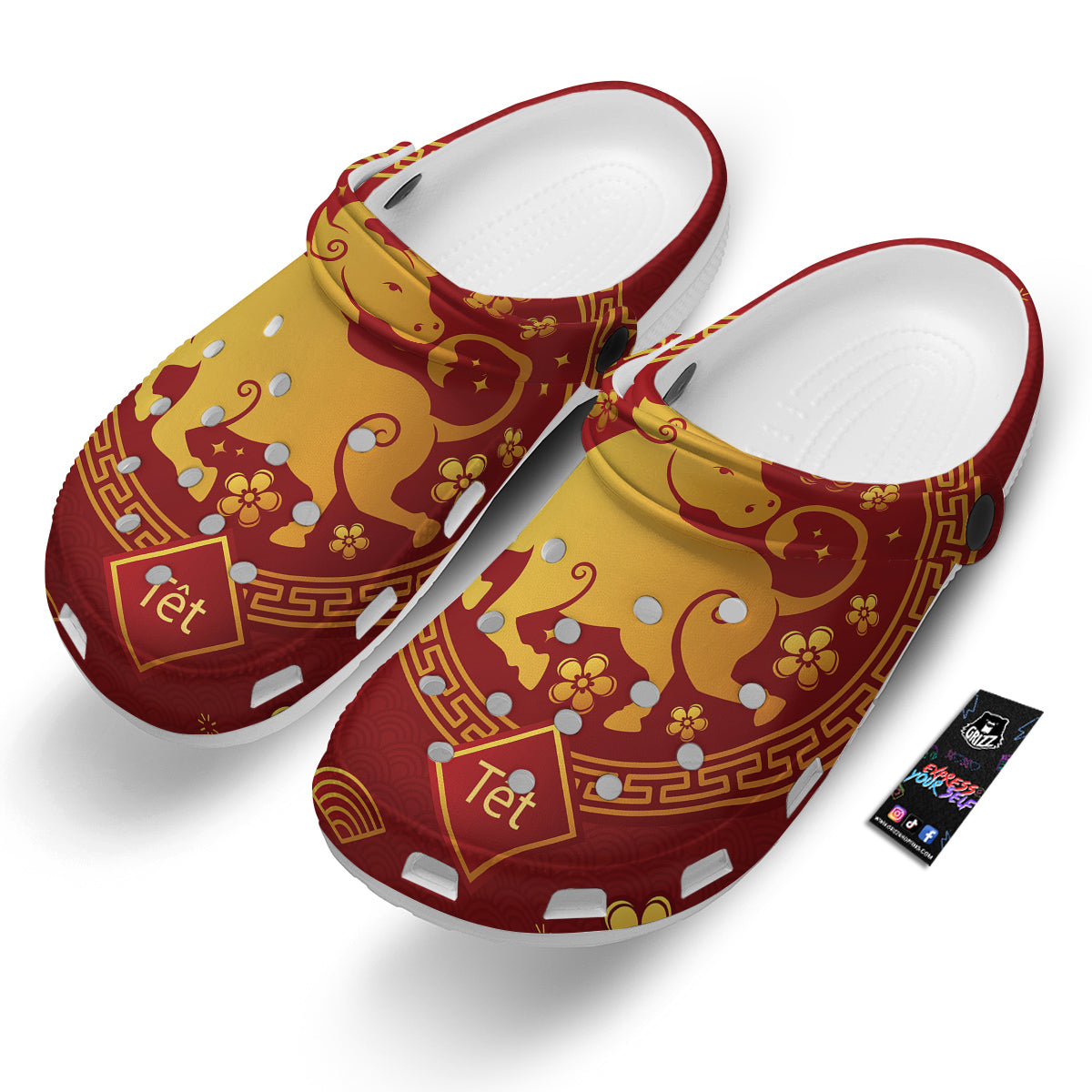 Zodiac Sign Chinese Ox Print Clog-grizzshop