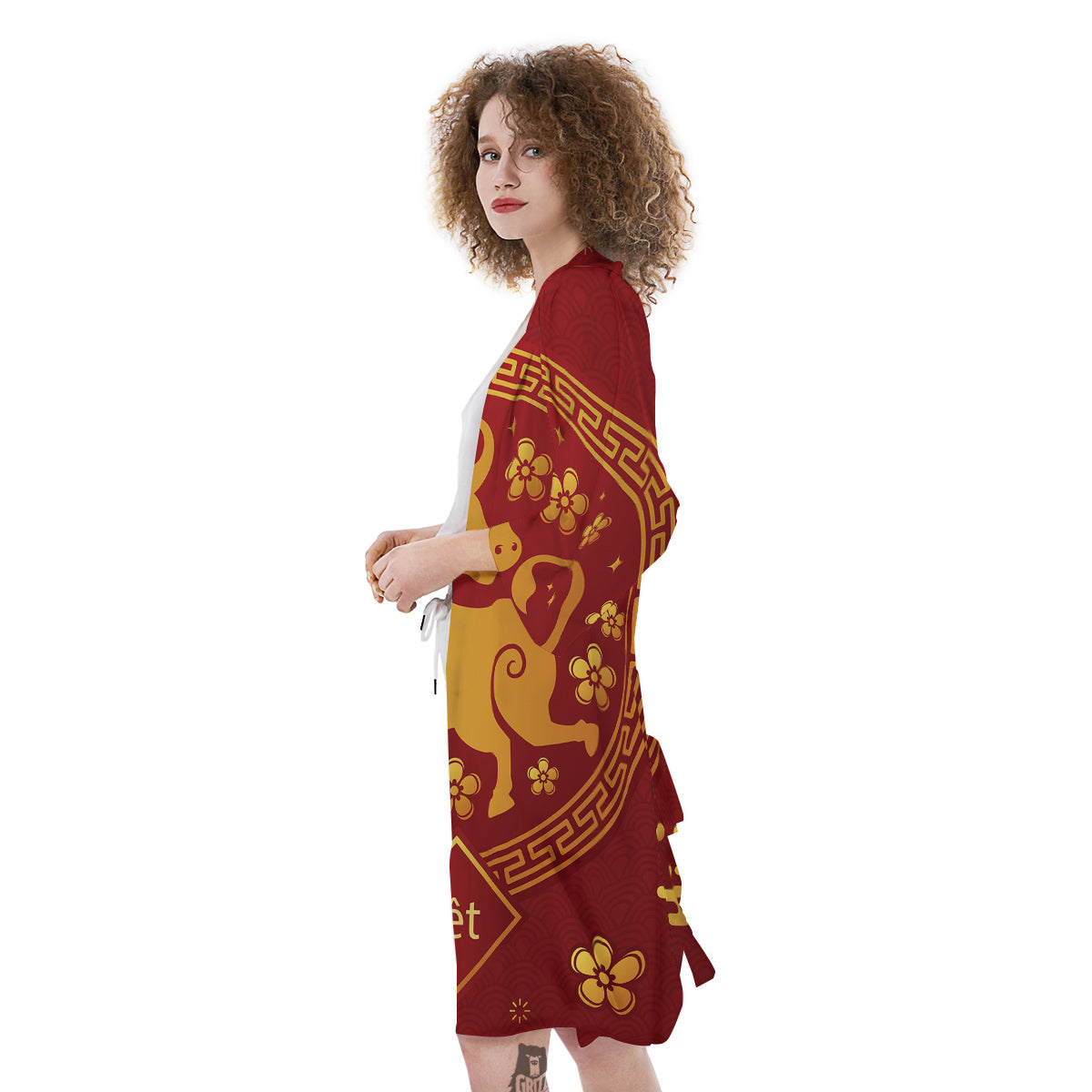 Zodiac Sign Chinese Ox Print Kimono-grizzshop