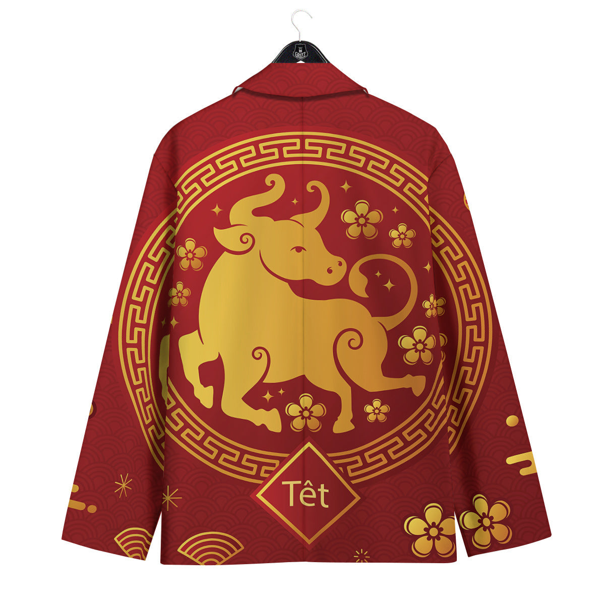 Zodiac Sign Chinese Ox Print Men's Sport Coat-grizzshop