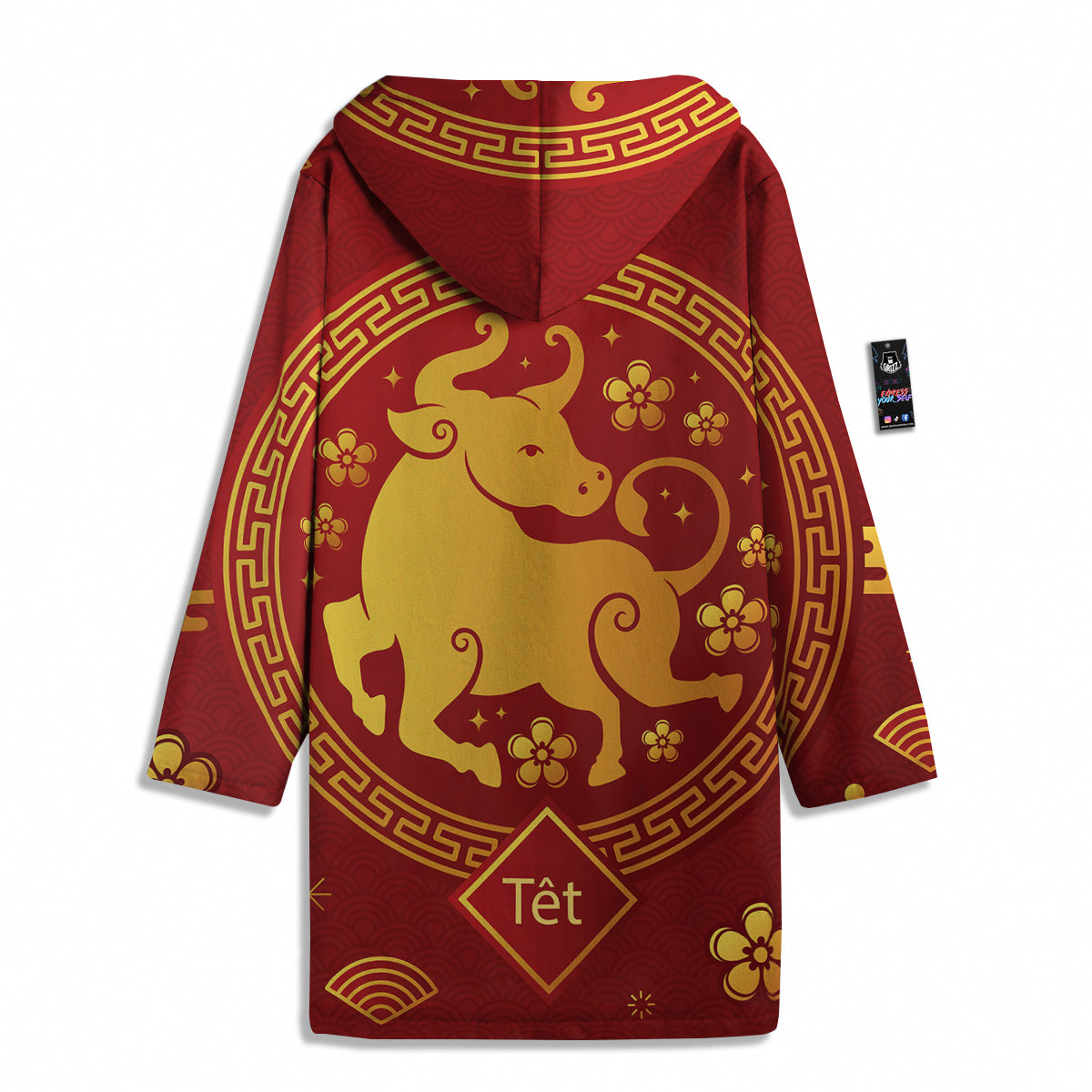 Zodiac Sign Chinese Ox Print Men's Windbreaker Jacket