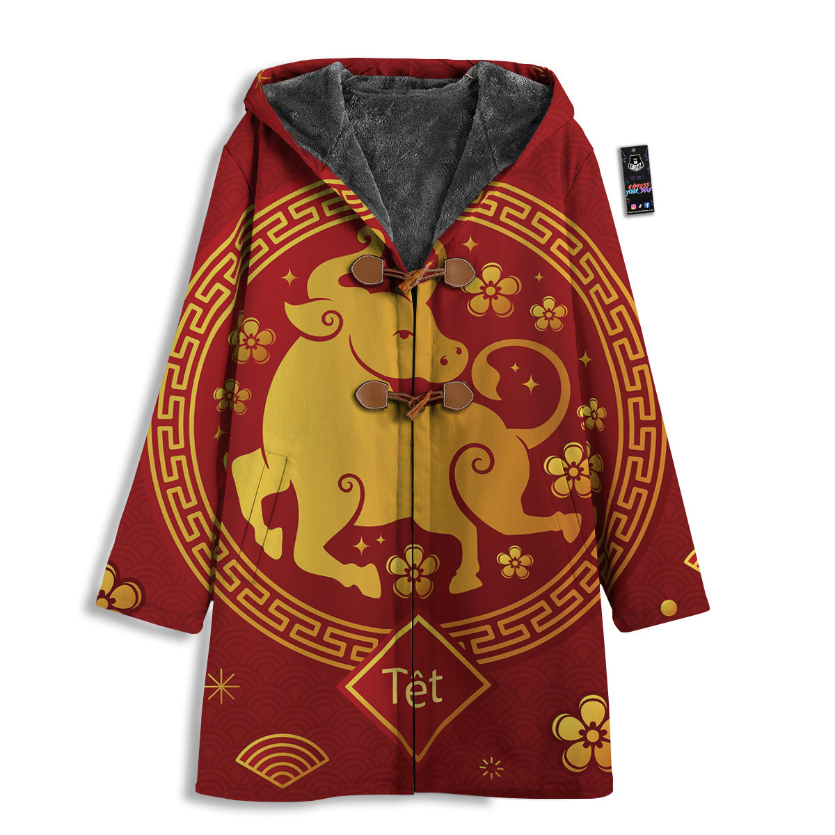 Zodiac Sign Chinese Ox Print Men's Windbreaker Jacket