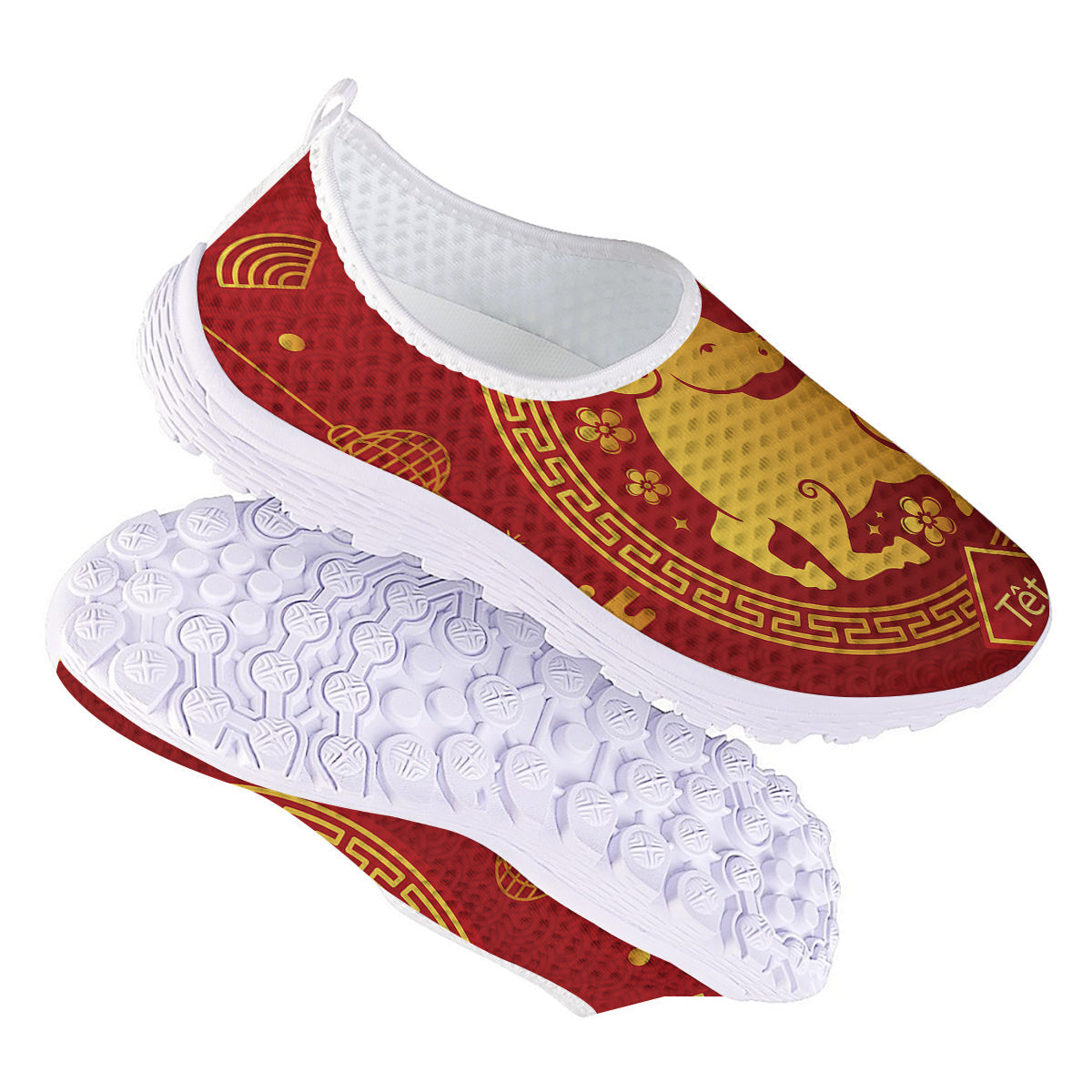 Zodiac Sign Chinese Ox Print Nurse Shoes-grizzshop