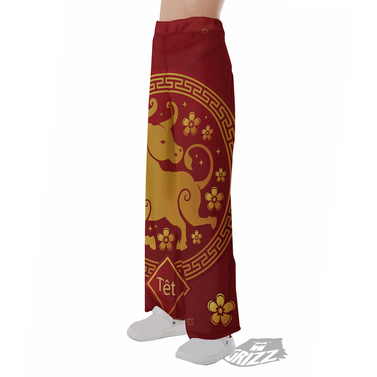 Zodiac Sign Chinese Ox Print Pajama Pants-grizzshop
