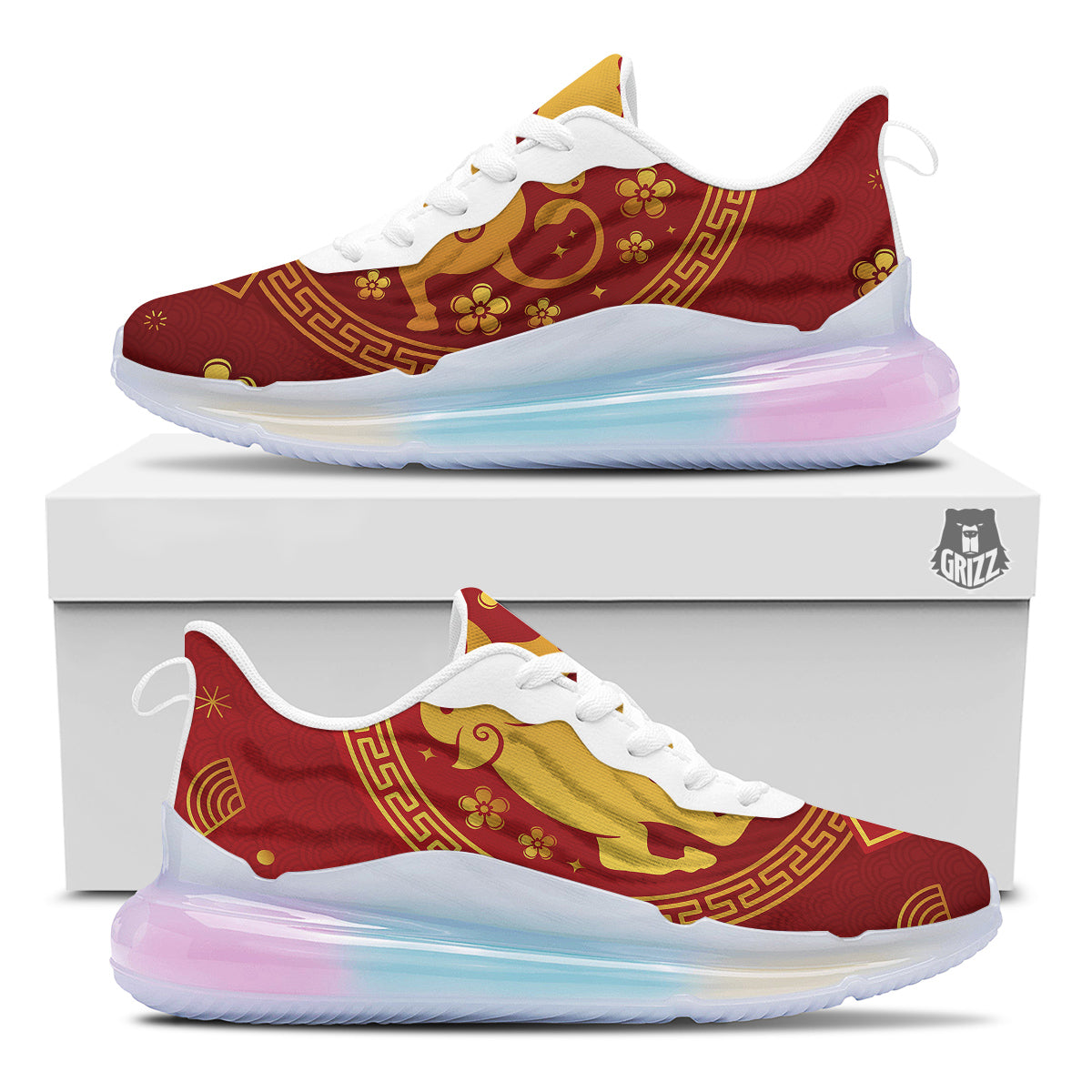 Zodiac Sign Chinese Ox Print Running Sneakers-grizzshop