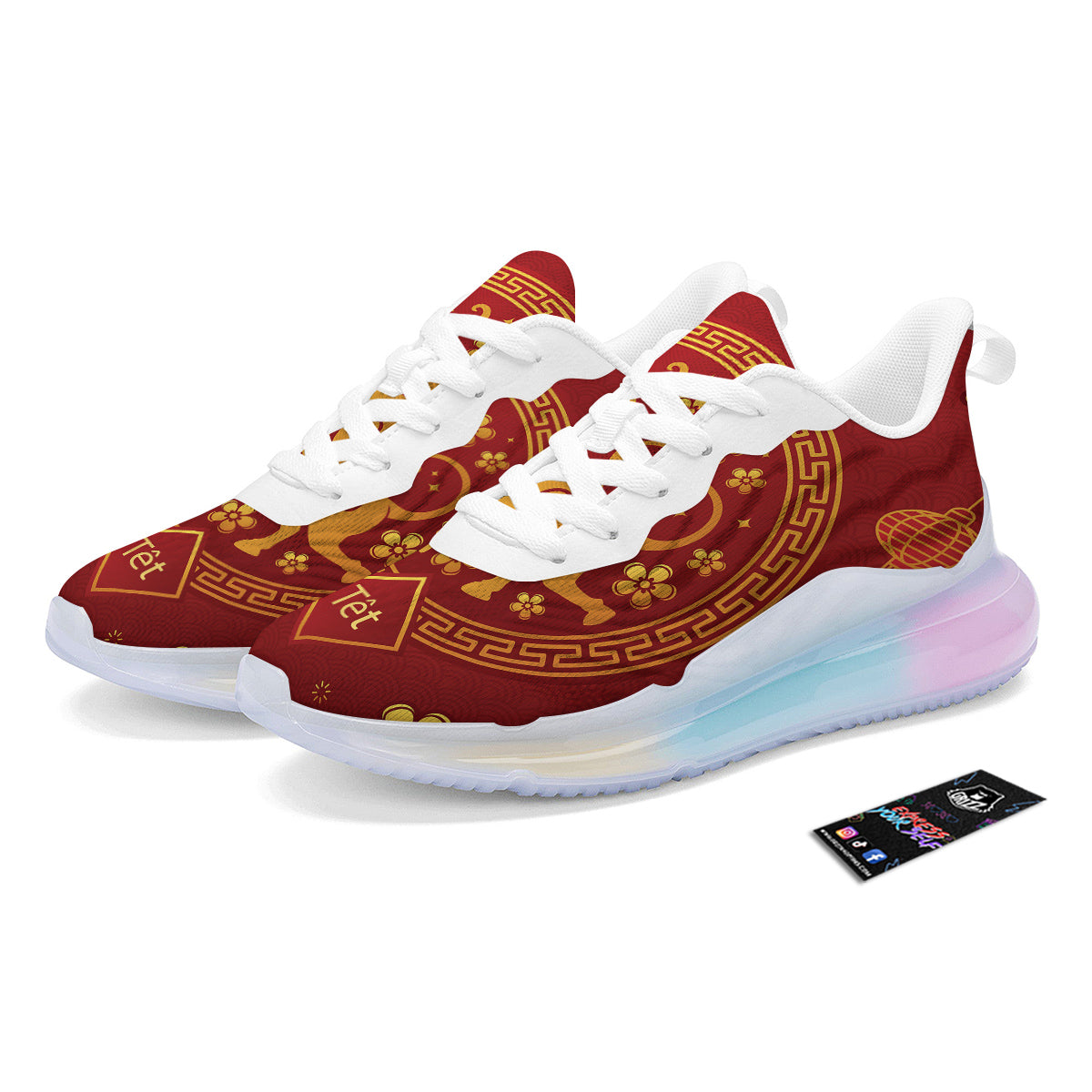 Zodiac Sign Chinese Ox Print Running Sneakers-grizzshop