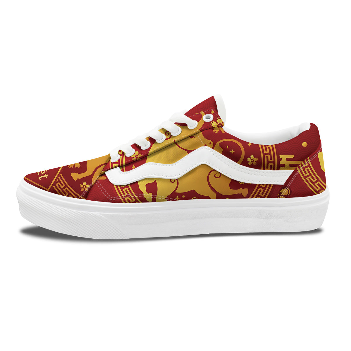 Zodiac Sign Chinese Ox Print Skate Shoes-grizzshop