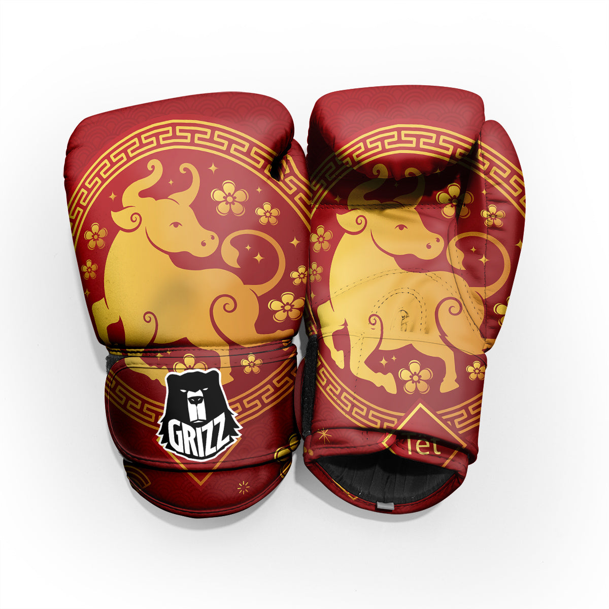 Zodiac Sign Chinese Ox Print Pro Boxing Glove