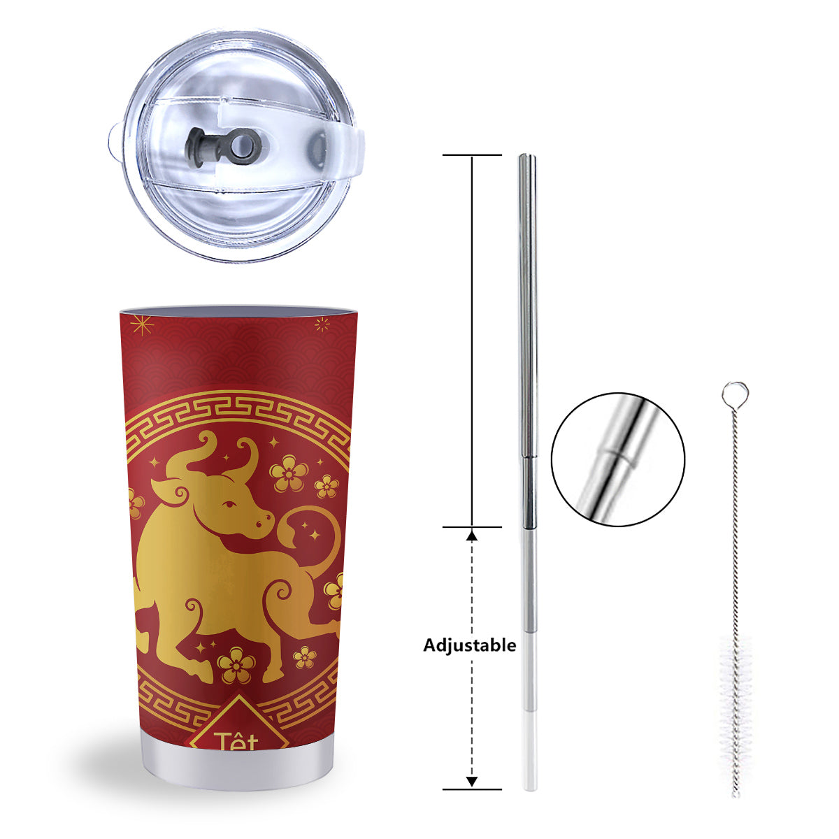 Zodiac Sign Chinese Ox Print Tumbler-grizzshop