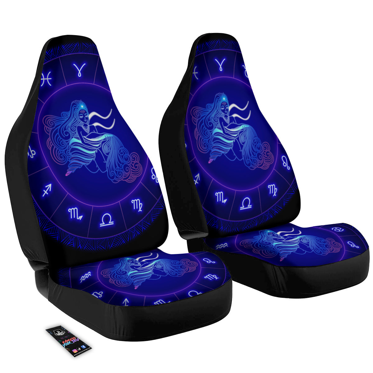 Zodiac Sign Dark Aquarius Print Car Seat Covers-grizzshop