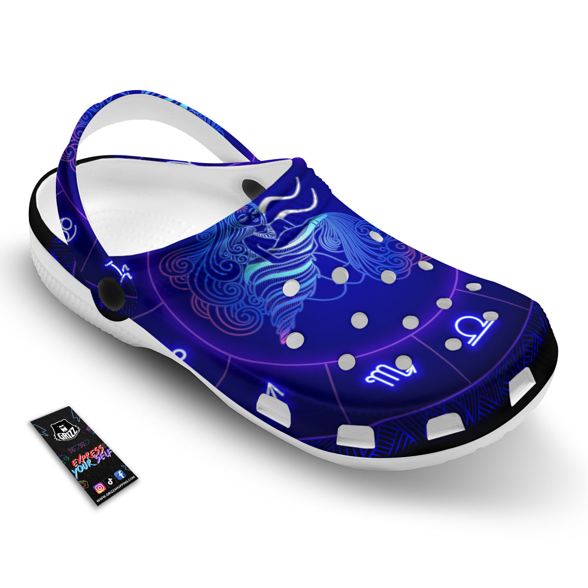 Zodiac Sign Dark Aquarius Print Clog-grizzshop