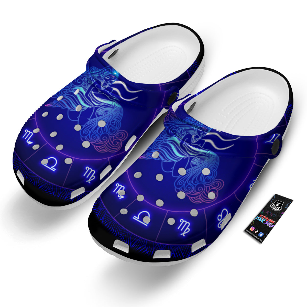 Zodiac Sign Dark Aquarius Print Clog-grizzshop