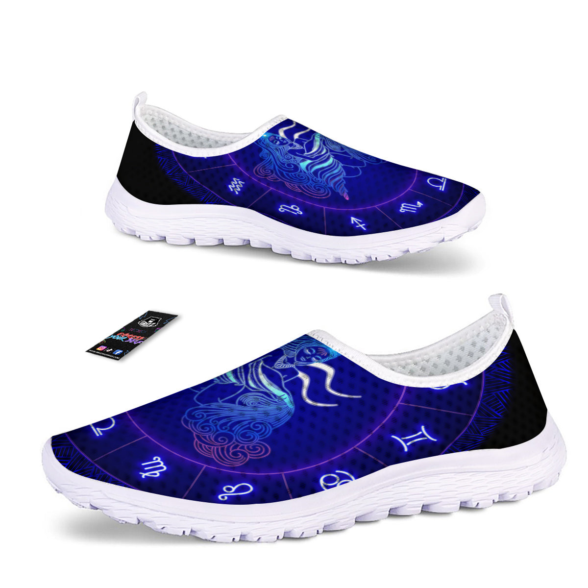 Zodiac Sign Dark Aquarius Print Nurse Shoes-grizzshop