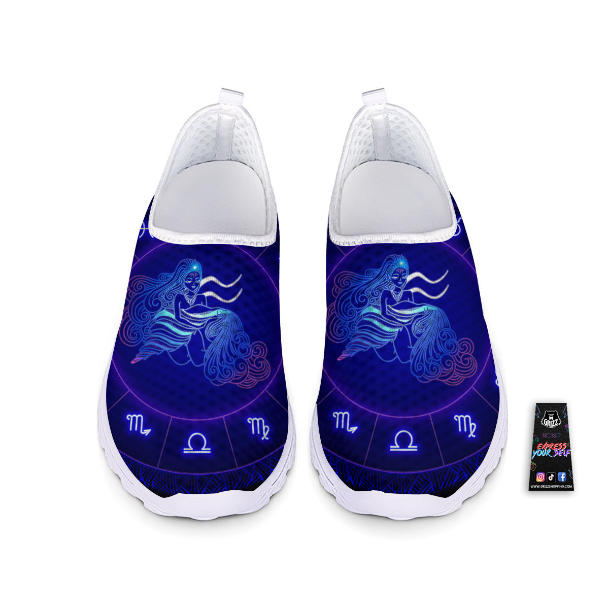 Zodiac Sign Dark Aquarius Print Nurse Shoes-grizzshop