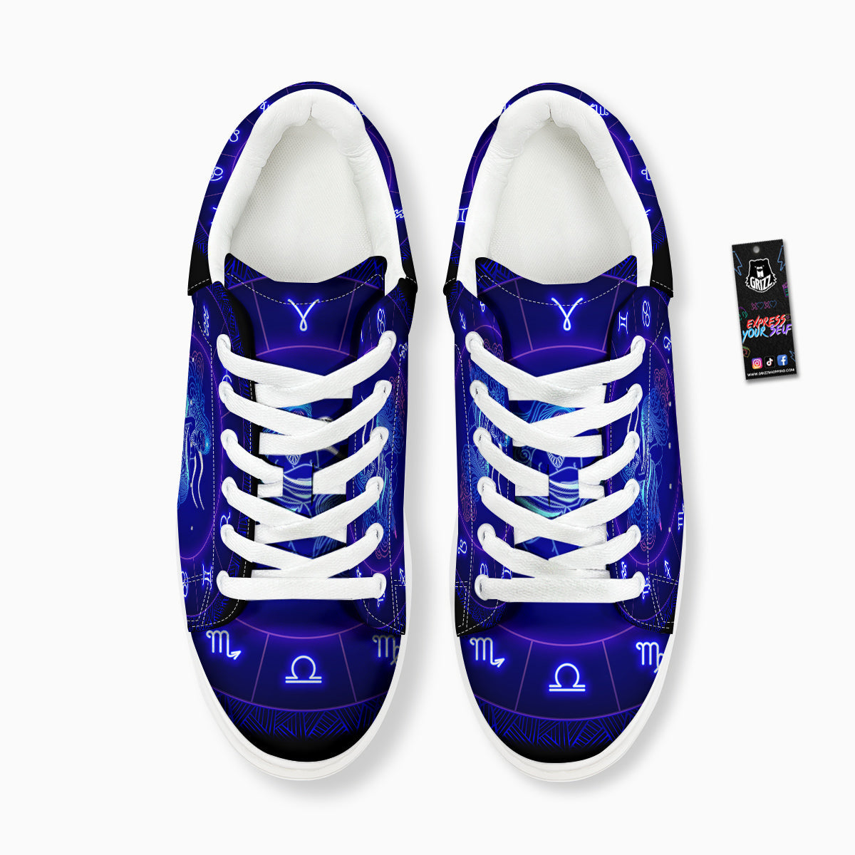 Zodiac Sign Dark Aquarius Print Platform Shoes-grizzshop