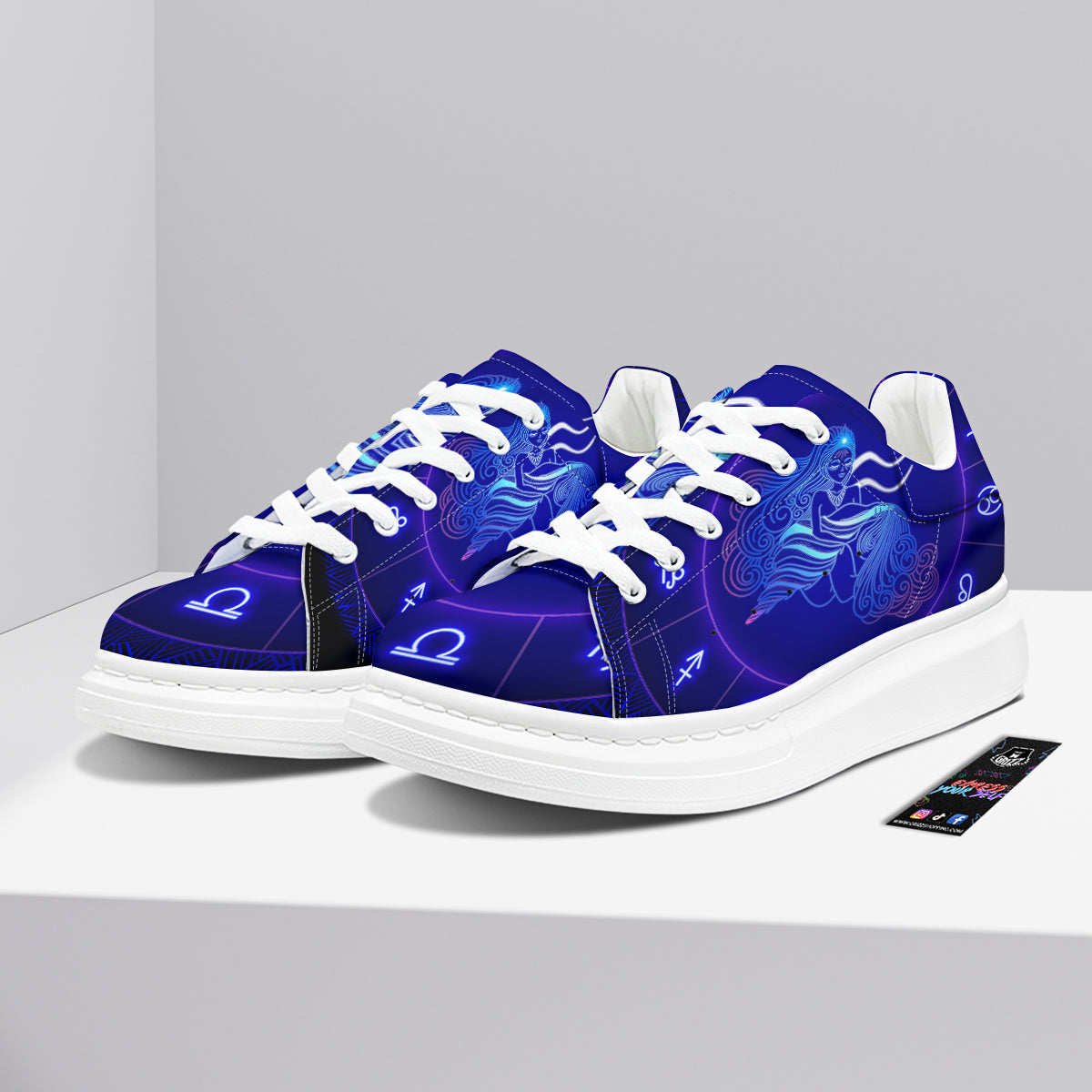 Zodiac Sign Dark Aquarius Print Platform Shoes-grizzshop