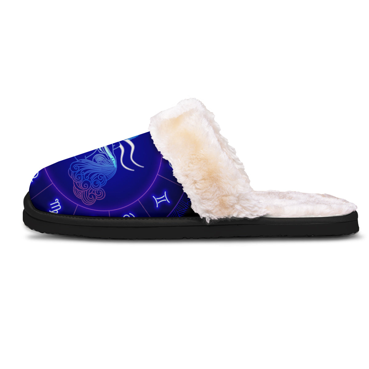 Zodiac Sign Dark Aquarius Print Slippers-grizzshop