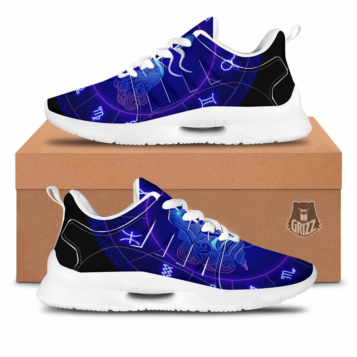 Zodiac Sign Dark Aquarius Print Tennis Shoes-grizzshop