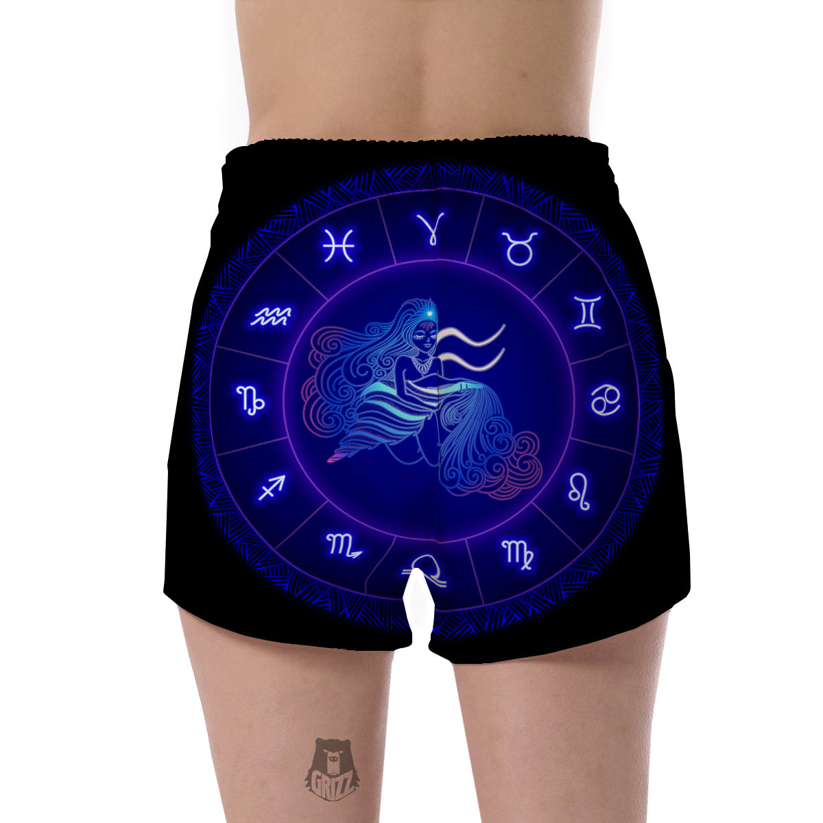 Zodiac Sign Dark Aquarius Print Women's Shorts-grizzshop