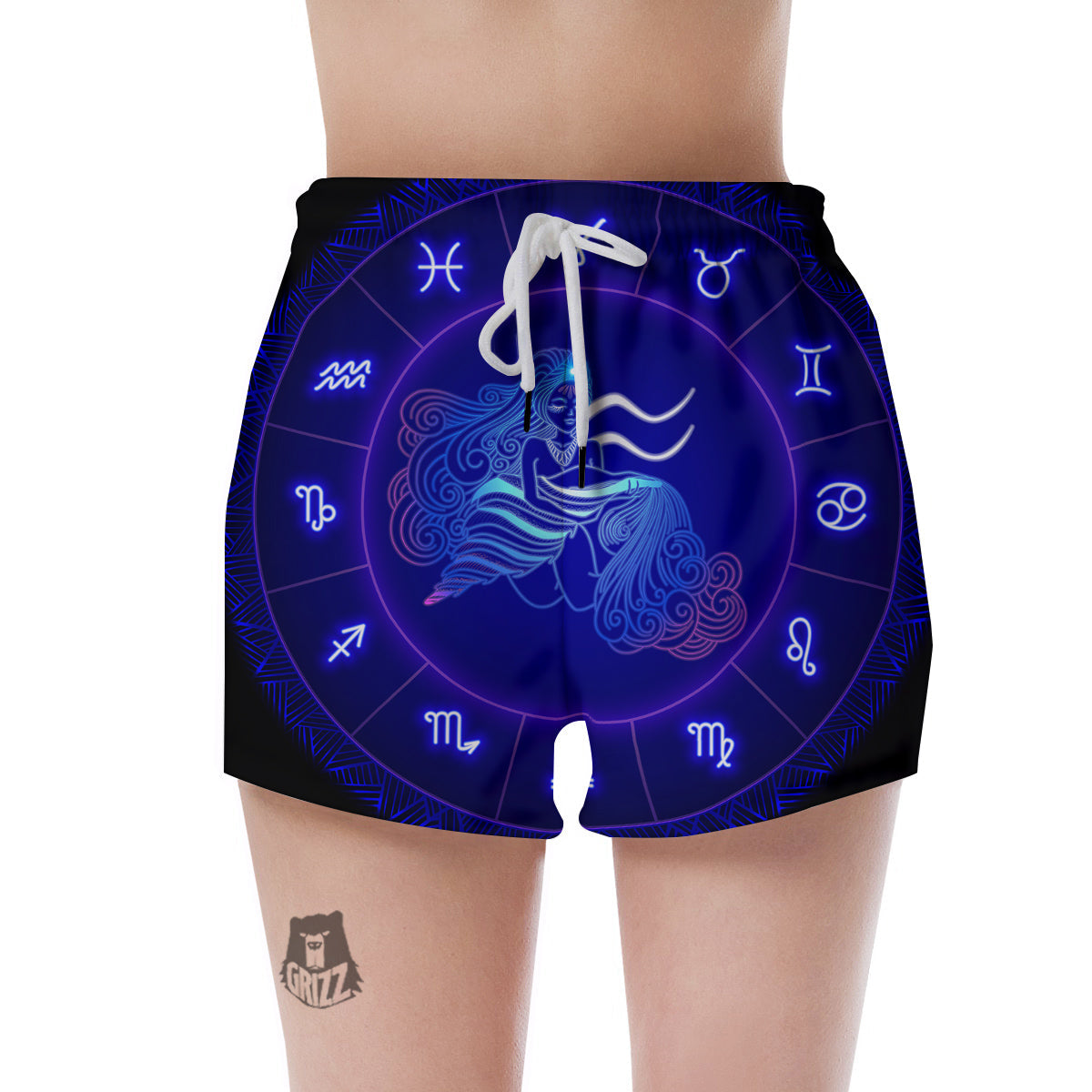 Zodiac Sign Dark Aquarius Print Women's Shorts-grizzshop