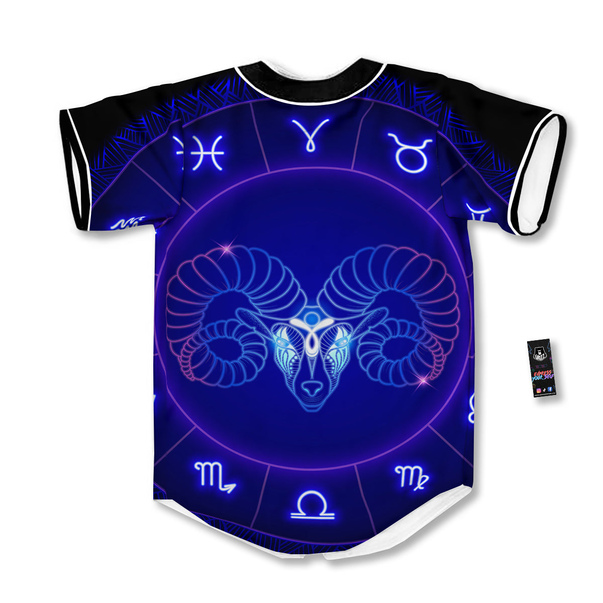 Zodiac Sign Dark Aries Print Baseball Jersey-grizzshop