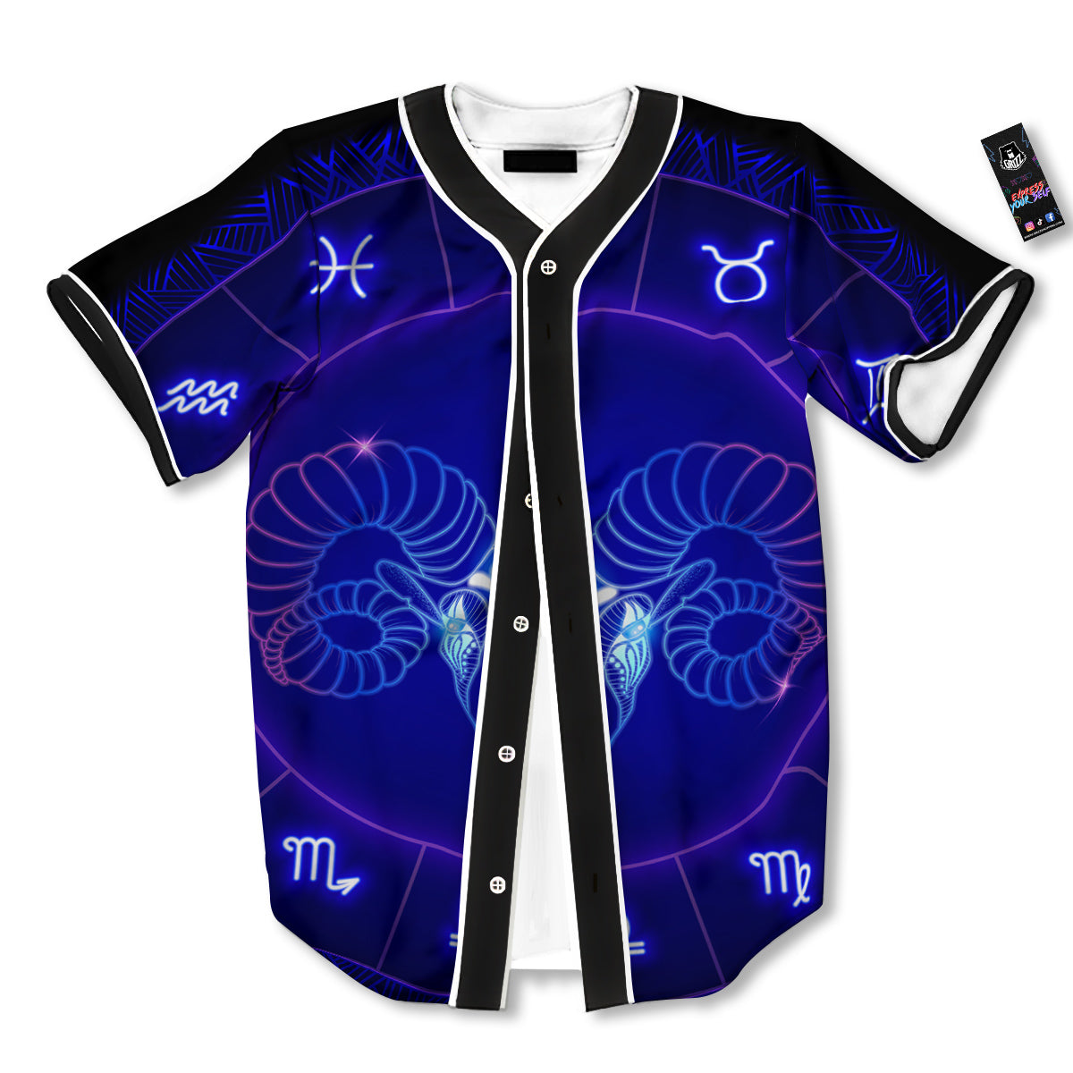 Zodiac Sign Dark Aries Print Baseball Jersey-grizzshop