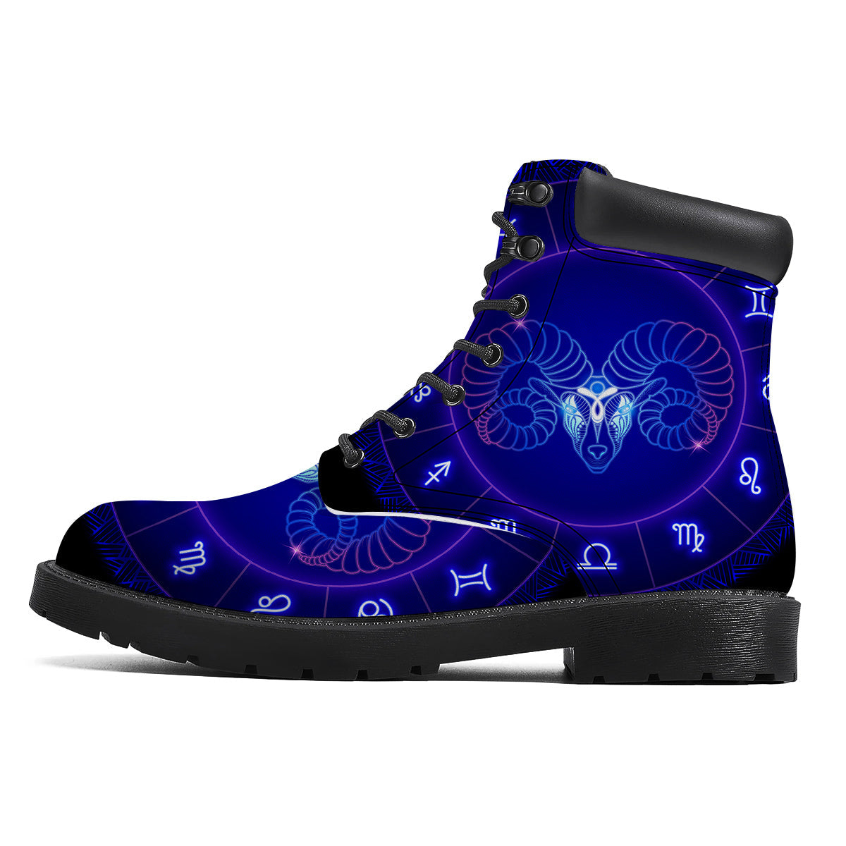 Zodiac Sign Dark Aries Print Boots-grizzshop