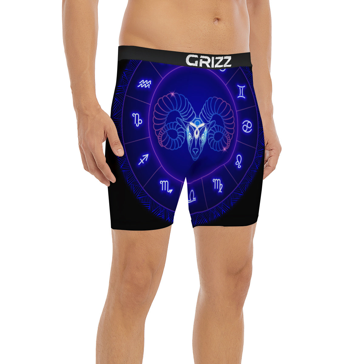 Zodiac Sign Dark Aries Print Boxer Briefs-grizzshop