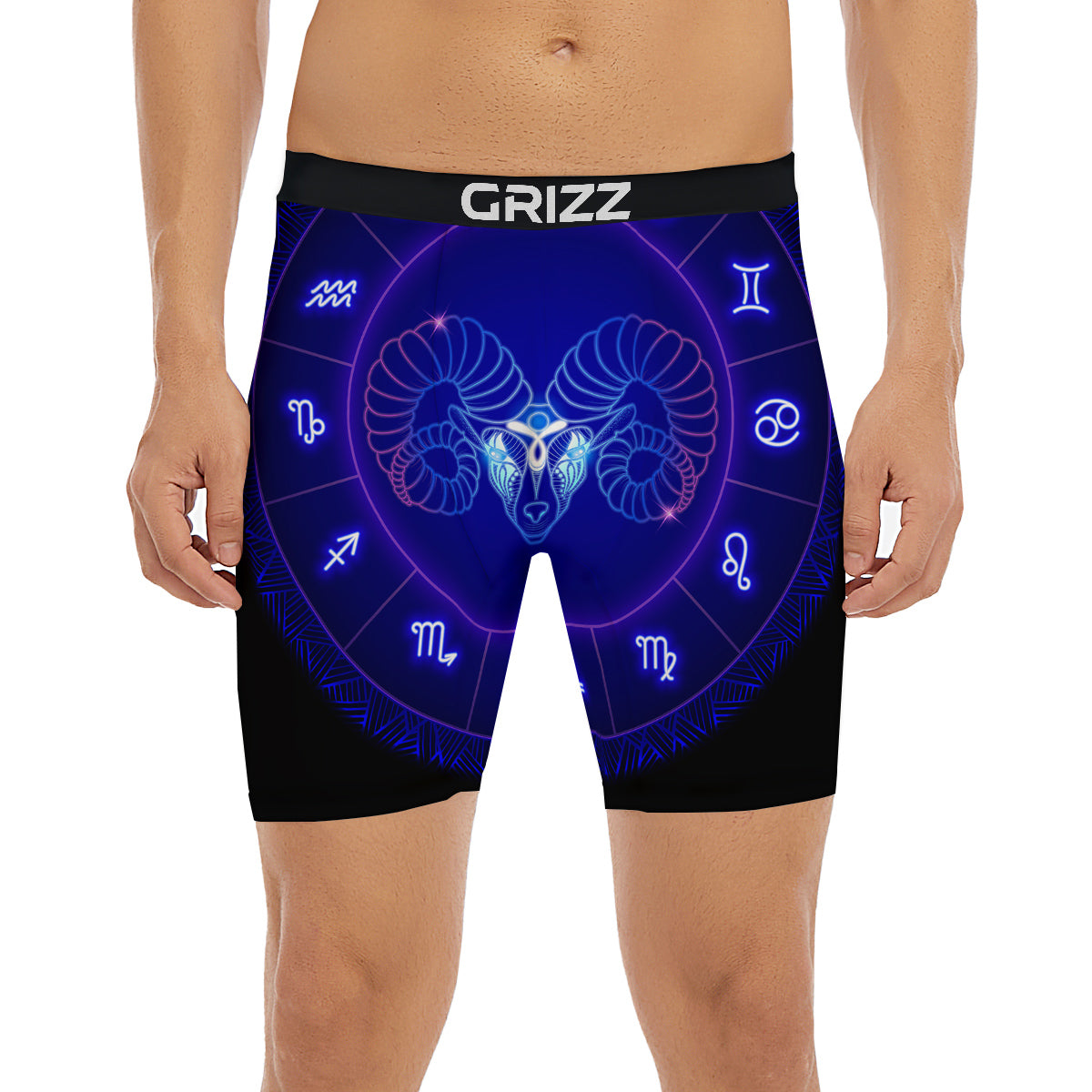 Zodiac Sign Dark Aries Print Boxer Briefs-grizzshop