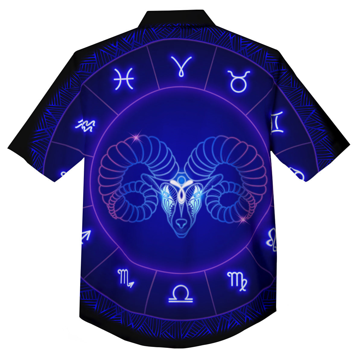 Zodiac Sign Dark Aries Print Button Up Shirt-grizzshop