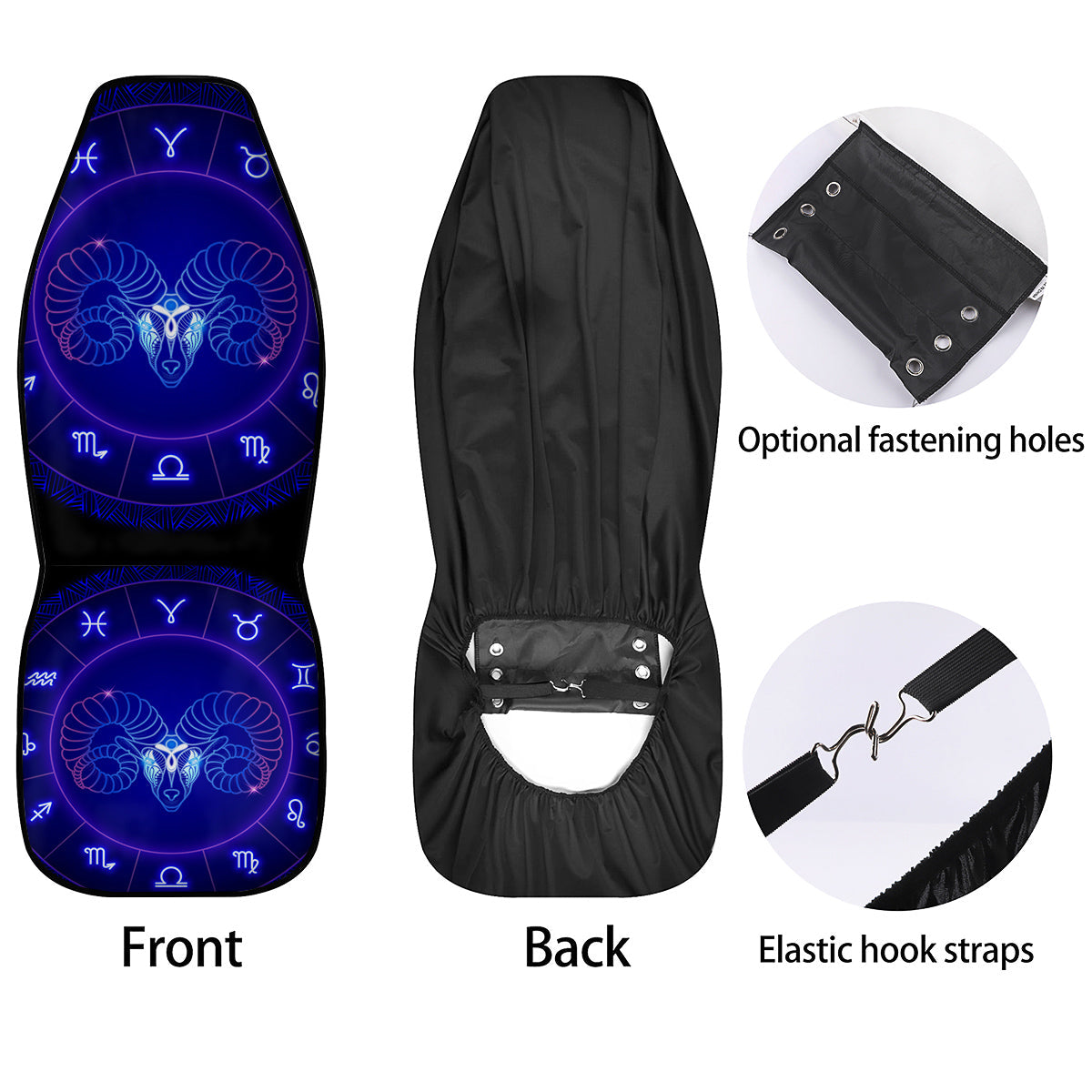 Zodiac Sign Dark Aries Print Car Seat Covers-grizzshop