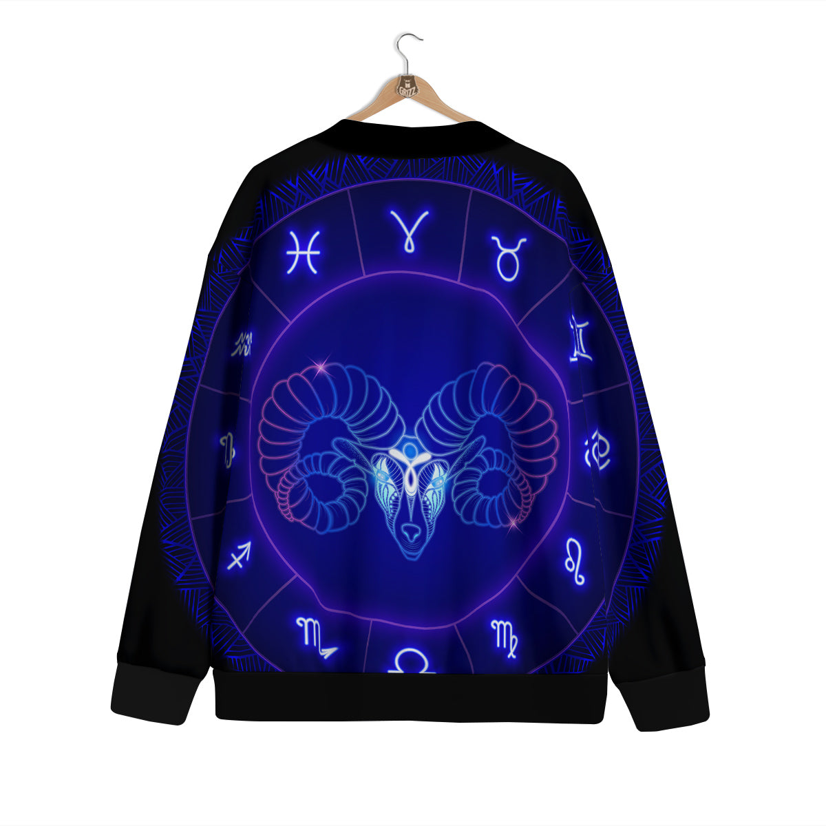 Zodiac Sign Dark Aries Print Cardigan-grizzshop