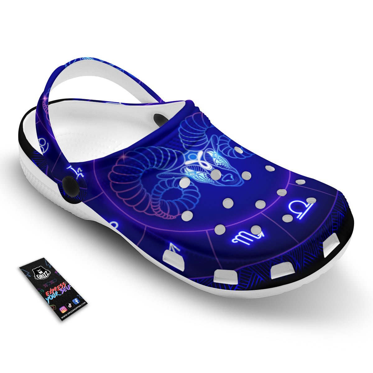 Zodiac Sign Dark Aries Print Clog-grizzshop