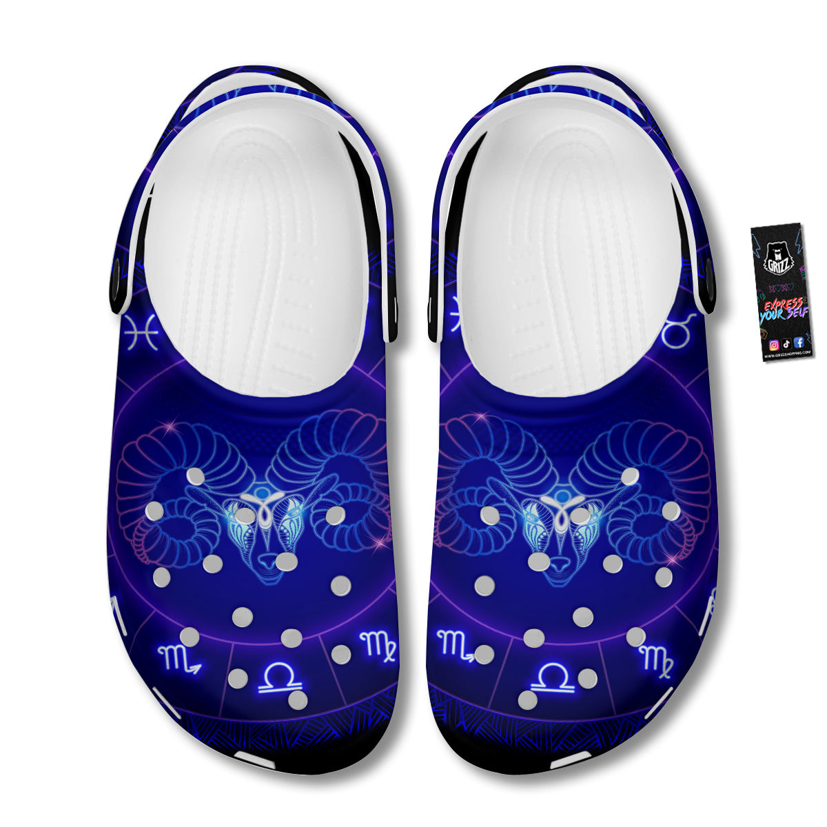 Zodiac Sign Dark Aries Print Clog-grizzshop