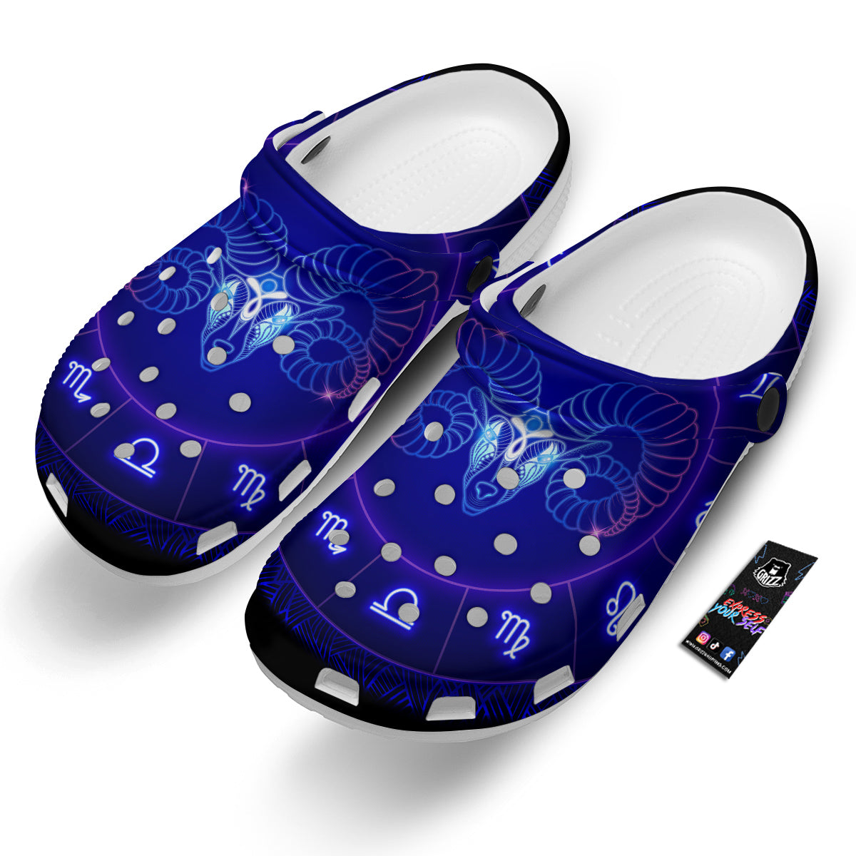 Zodiac Sign Dark Aries Print Clog-grizzshop