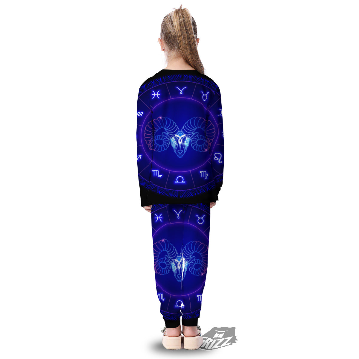 Zodiac Sign Dark Aries Print Kid's Pajamas-grizzshop