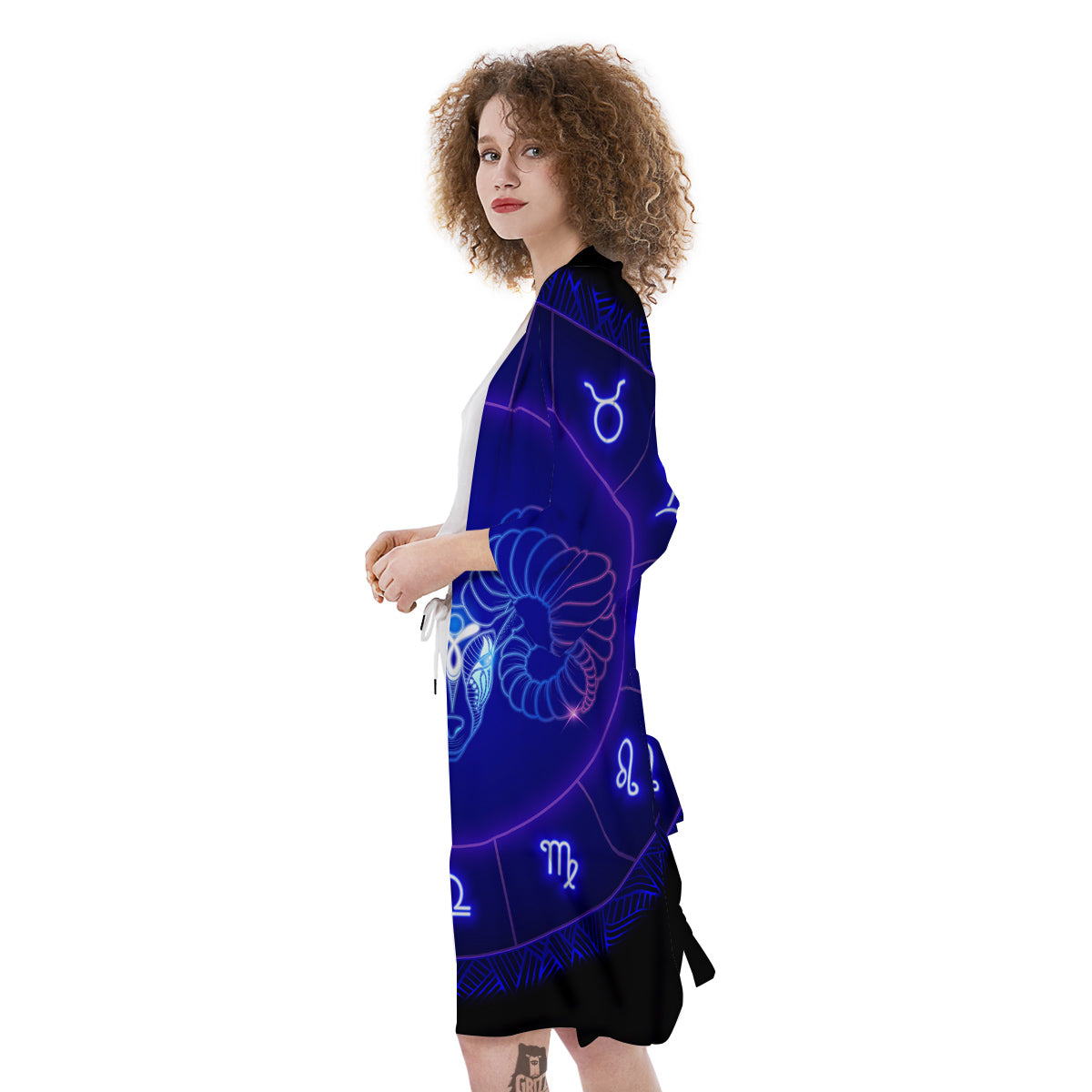 Zodiac Sign Dark Aries Print Kimono-grizzshop